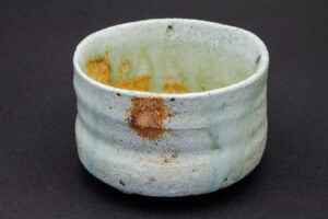 Matcha bowl, kaolin quartz clay, opaque molten glass
