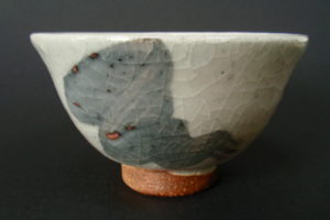 Feldspar shino with ochre underglaze decoration